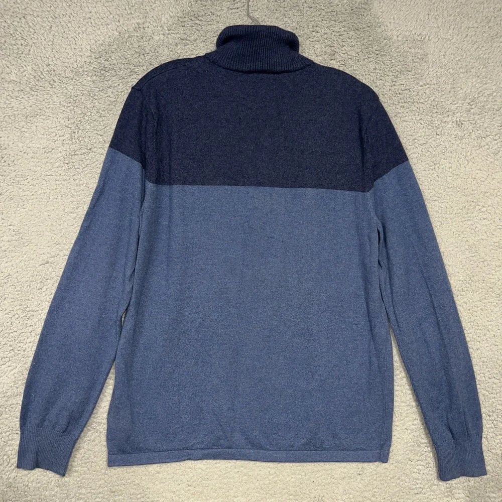 The North Face Mt. Tam Sweater Men's Sz L Blue Color Block Wool Blend‎ 1/4 Zip